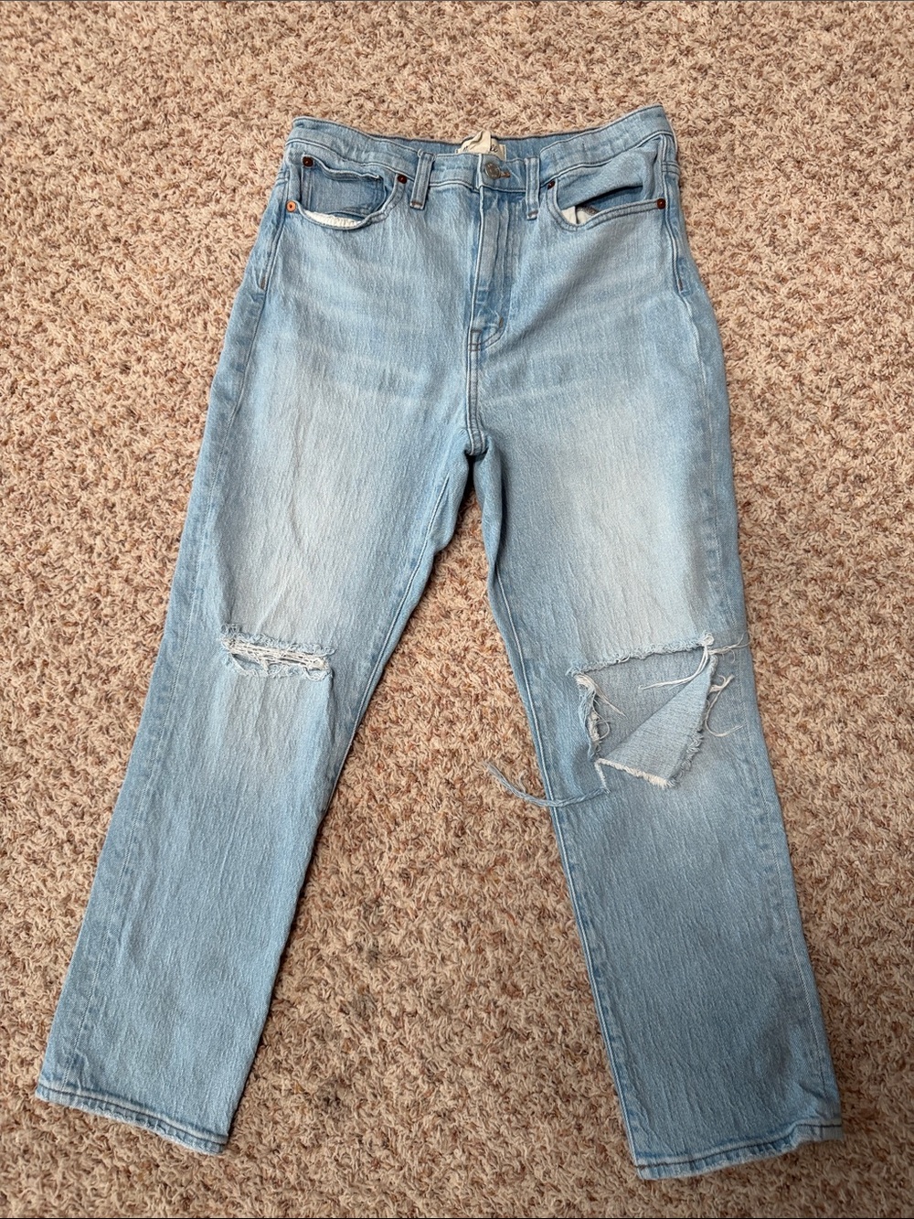 Madewell Highrise slim crop boy Light Blue Distressed Women’s Jeans